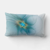 小美しい青モダン金ゴールドフラクタル花 ランバークッション (裏面)