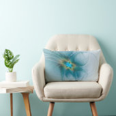 小美しい青モダン金ゴールドフラクタル花 ランバークッション (椅子)