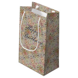 小花かわいらし誕生日 スモールペーパーバッグ