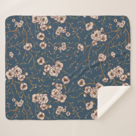 小花ライトブルー シェルパブランケット