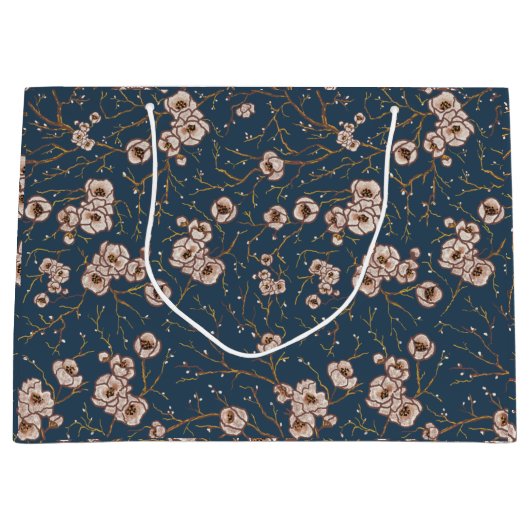 小花ライトブルー ラージペーパーバッグ (正面)