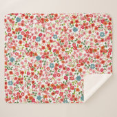 小規模な花、calicoスタイルシームレスなバックグロ シェルパブランケット (正面(横))