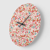 小規模な花、calicoスタイルシームレスなバックグロ ラージ壁時計 (傾斜)