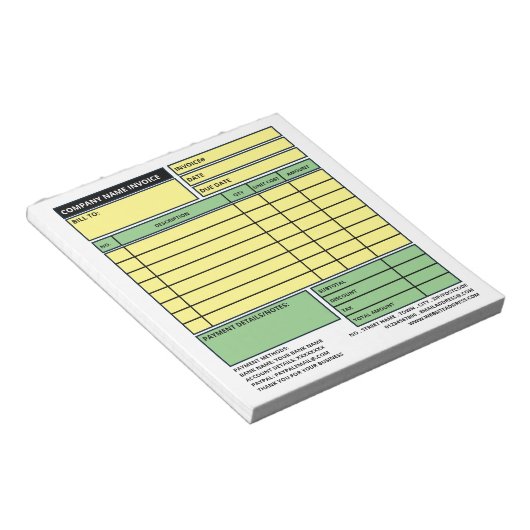 小規模プロフェッショナルビジネス請求書/見積 ノートパッド (アングル)