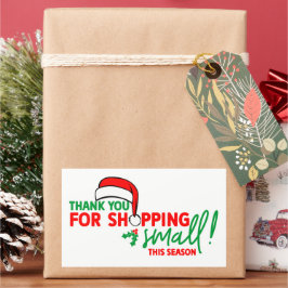 小規模事業者のホリデーショッピングに感謝 長方形シール