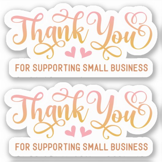 小規模企業かわいいピンクありがとう シール (正面)