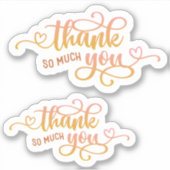 小規模企業かわいいピンクありがとう シール (正面)