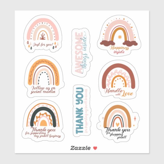 小規模企業かわいい虹ありがとうシール シール (シート)