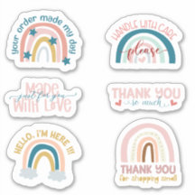 小規模企業かわいい虹ありがとうシール