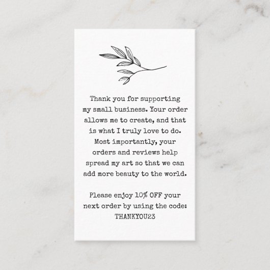 小規模企業のお客様割引クーポン 名刺 (正面)