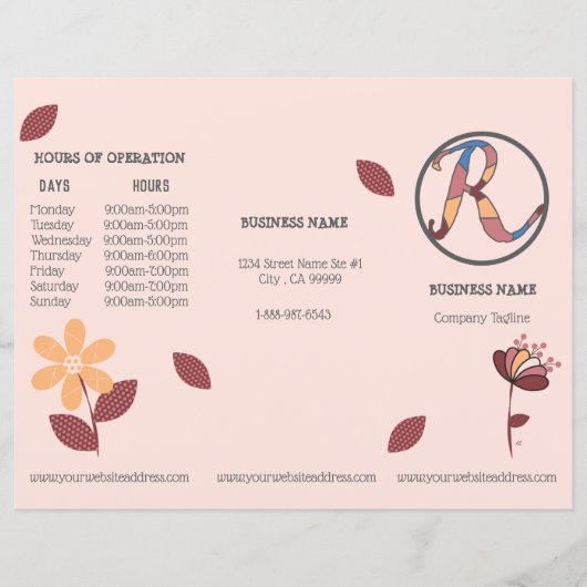 小規模企業のフローラ3つ折の価格表パンフレット (正面)