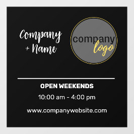 小規模企業デカール取引時間ロゴブランディング ウィンドウサイン