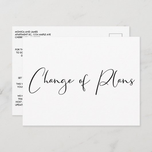 小規模計画結婚の変更の抑制エレガント化 案内ポストカード (正面/裏面)