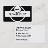 小規模飛行機白黒パイロット名刺 名刺 (正面/裏面)