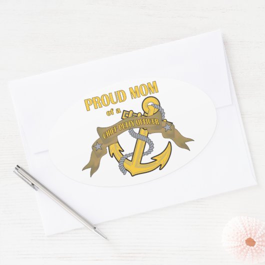 小誇りを持った将校の母 楕円形シール (封筒)