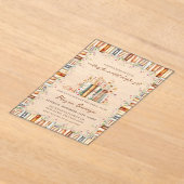 小説のようなラブブックをテーマにしたフローラブライダル アクリル招待状 (レイダウン)