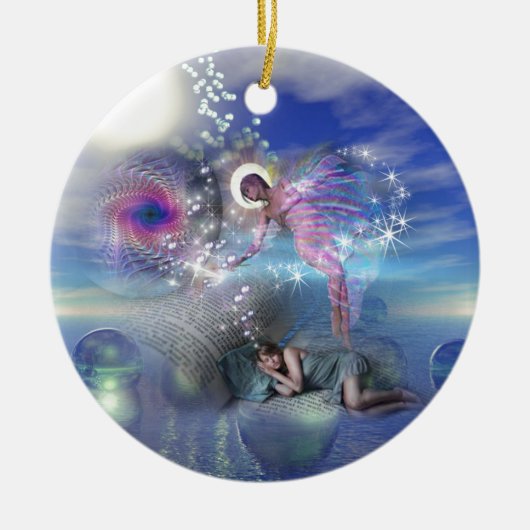 小説は並列の現実の入り口になることができる セラミックオーナメント (正面)