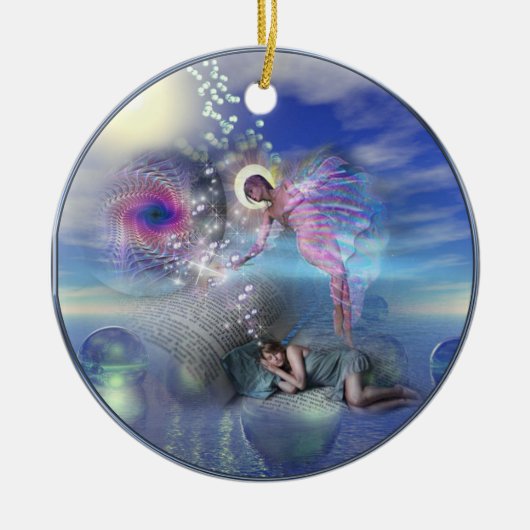 小説は並列の現実の入り口になることができる セラミックオーナメント (正面)