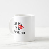 小説家マグカップ キスして 私は小説家です コーヒーマグカップ (正面左)