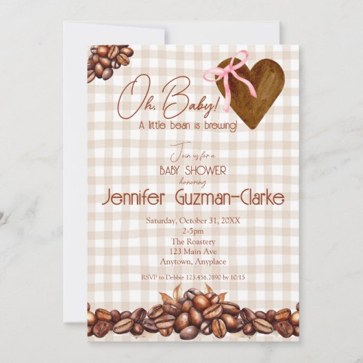 小豆が赤ちゃんシャワーを浴びる 招待状 (正面)