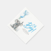小象かわいい青と灰色の赤ちゃんシャワー スタンダードカクテルナプキン (角)