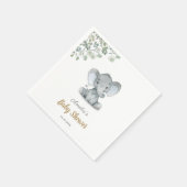 小象の緑の赤ちゃんシャワー スタンダードカクテルナプキン (角)