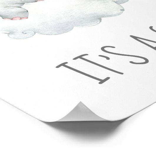 小象の赤ちゃんシャワー女の子のサイン ポスター (角)