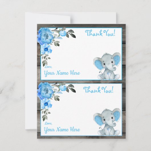 小象ブルー2ページサンキューカード 招待状 (正面)