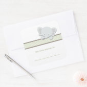 小象{緑} |蔵書票 スクエアシール (封筒)