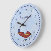 小赤い飛行機の壁掛け時計 ラージ壁時計 (傾斜)