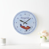 小赤い飛行機の壁掛け時計 ラージ壁時計 (ホーム)