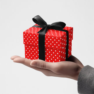 小赤と白水玉模様 ラッピングペーパー