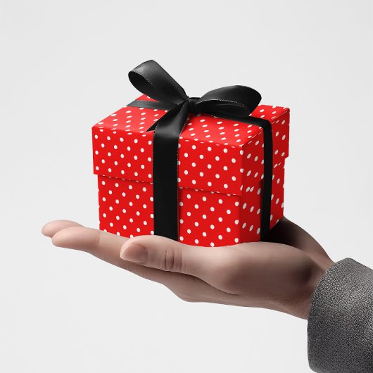 小赤と白水玉模様 ラッピングペーパー