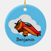 小赤飛行機デザインセラミックオーナメント セラミックオーナメント (裏面)