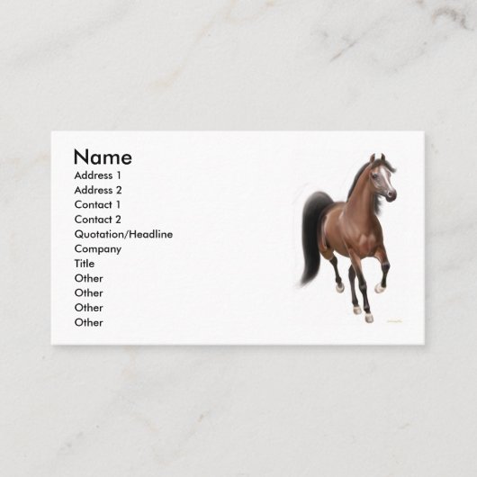 小走りに走る栗毛の馬 名刺 (正面)