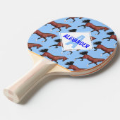 小走りに走る湾のアラビアの馬パターンモノグラムのおもしろい 卓球ラケット (正面アングル)