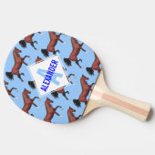 小走りに走る湾のアラビアの馬パターンモノグラムのおもしろい 卓球ラケット (横)