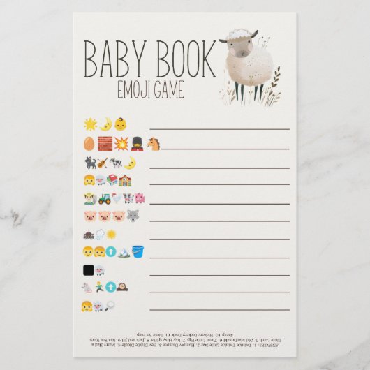 小農園動物赤ちゃんシャワー本絵文字ゲーム チラシ (正面)