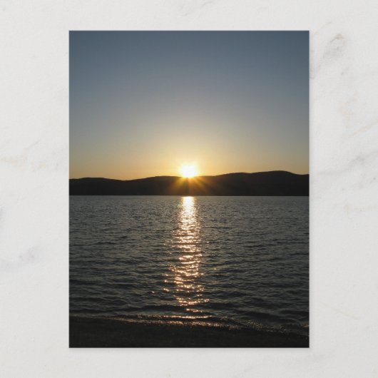 小野田湖の夕日:垂直 ポストカード (正面)