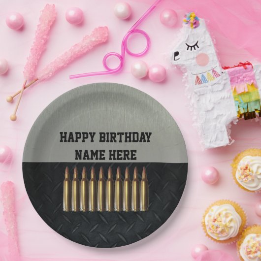 小銃手の人の誕生日の名前のパーティーのプレート ペーパープレート (パーティー)