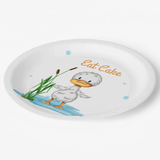 小食べ小鴨の中性ベビーシャワー ペーパープレート (アングル)