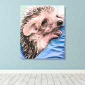 小食べ物を与えさくて孤立したベビーハリネズミ キャンバスプリント (インサイチュ (ウッドフロア))