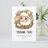 小魅力的羊の赤ちゃんシャワー サンキューカード (スタンド正面)