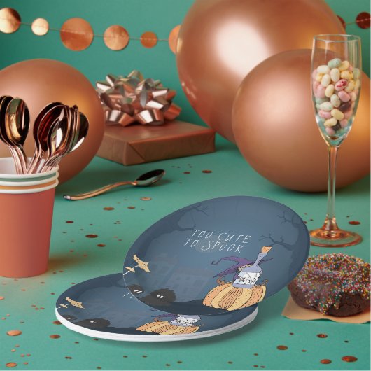 小魔女 |ハローウィンパーティパーソナライズされた ペーパープレート (複数)