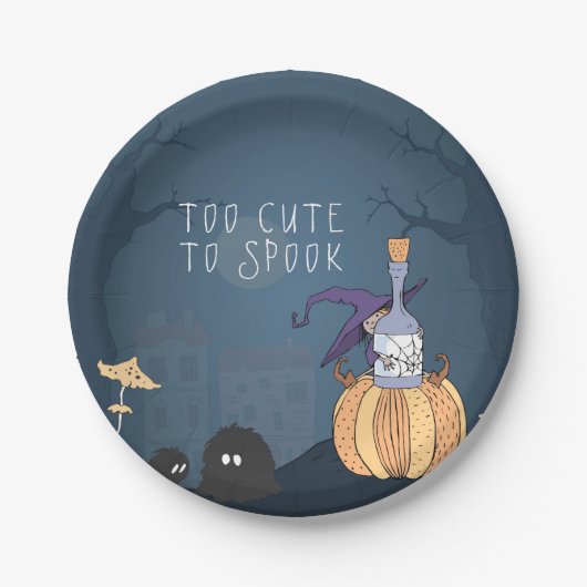 小魔女 |ハローウィンパーティパーソナライズされた ペーパープレート (正面)