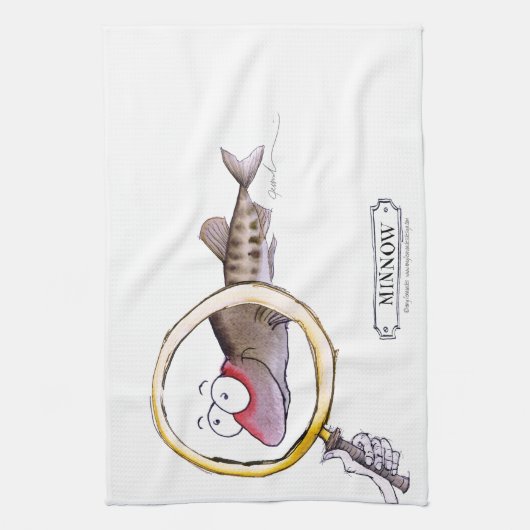 小魚の魚、贅沢なfernandes キッチンタオル (縦)