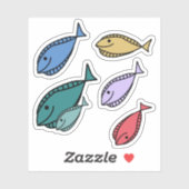 小魚カラフルとおもしろい シール (シート)