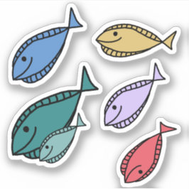 小魚カラフルとおもしろい シール