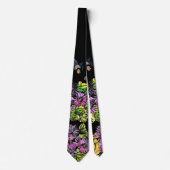 小鳥と花の浮世絵風柄アート ネクタイ (正面)