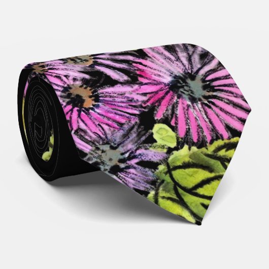 小鳥と花の浮世絵風柄アート ネクタイ (ロール)